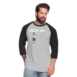 Open image in slideshow, Super Dad Baseball T-Shirt - heather gray/black
